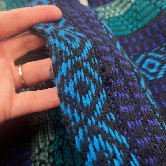 80s Expressions International Sweater Men Large Blue Chunky Grandpa Colorful X - Picture 2 of 10